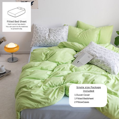 Deluxe Single Size 4 Pieces Soft Lego Style Lime Green and Sky Blue color. by 5 | Souqify