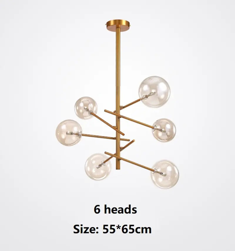 designer chandelier Gold Glass Bubble lamp Dining room Kitchen restaurant sphere chandelier hanging light by Zhongsan | Souqify