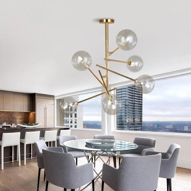 designer chandelier Gold Glass Bubble lamp Dining room Kitchen restaurant sphere chandelier hanging light by Zhongsan | Souqify
