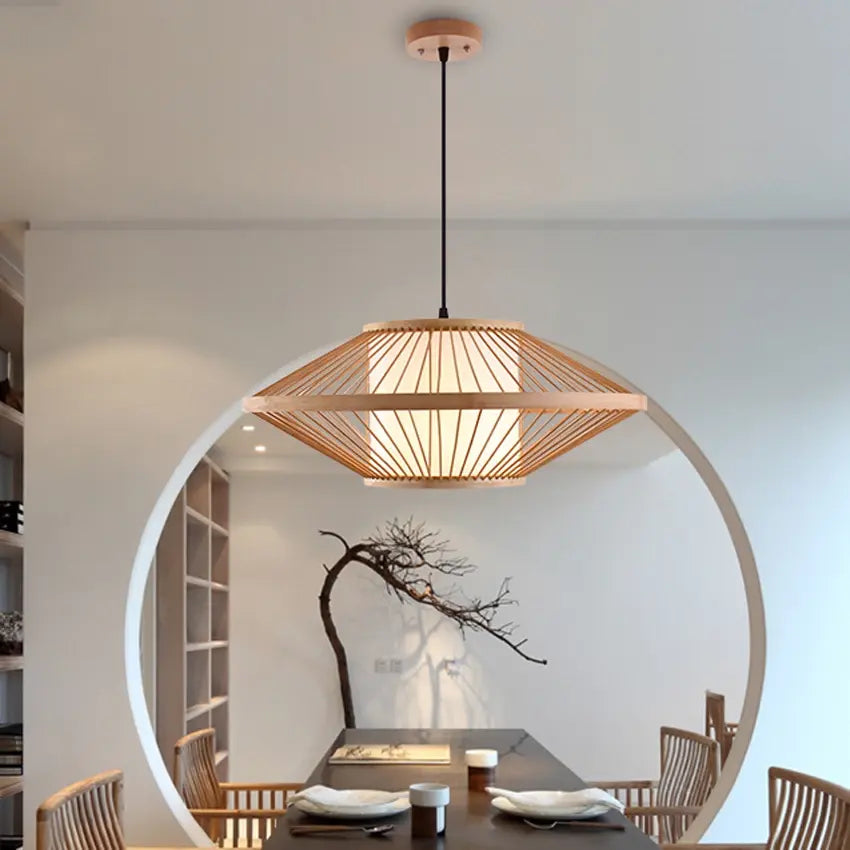 Dia 50cm Hand knitting Bamboo Pendant Lamp light Fixture Japan style Tatami Hanging Lamp for Dining Room Restaurant tea room by Zhongsan | Souqify