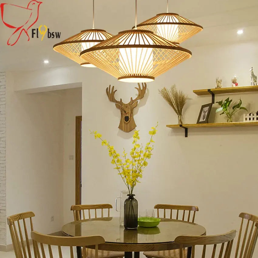 Dia 50cm Hand knitting Bamboo Pendant Lamp light Fixture Japan style Tatami Hanging Lamp for Dining Room Restaurant tea room by Zhongsan | Souqify