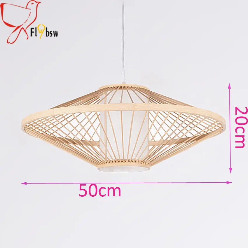 Dia 50cm Hand knitting Bamboo Pendant Lamp light Fixture Japan style Tatami Hanging Lamp for Dining Room Restaurant tea room by Zhongsan | Souqify