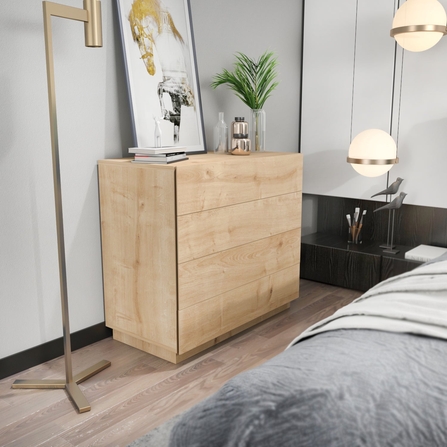 Dresser Lines - Oak-LNS35DR03 Oak 105 X 51 X 21 by DECOROTIKA | Souqify