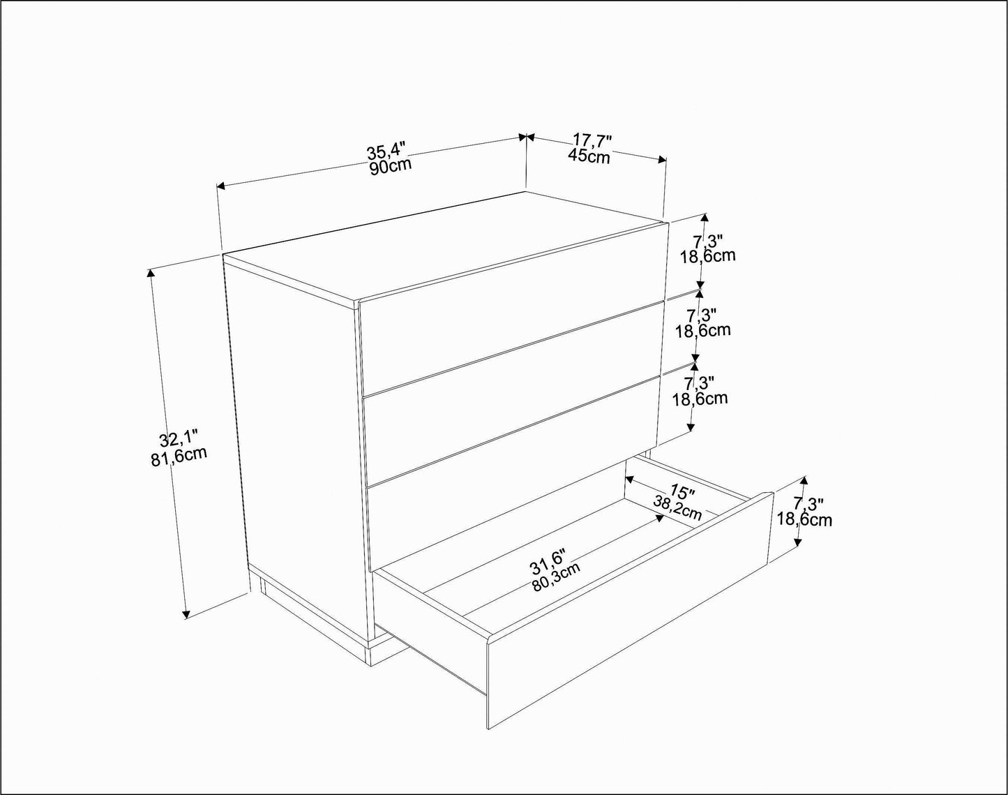 Dresser Lines - Oak-LNS35DR03 Oak 105 X 51 X 21 by DECOROTIKA | Souqify