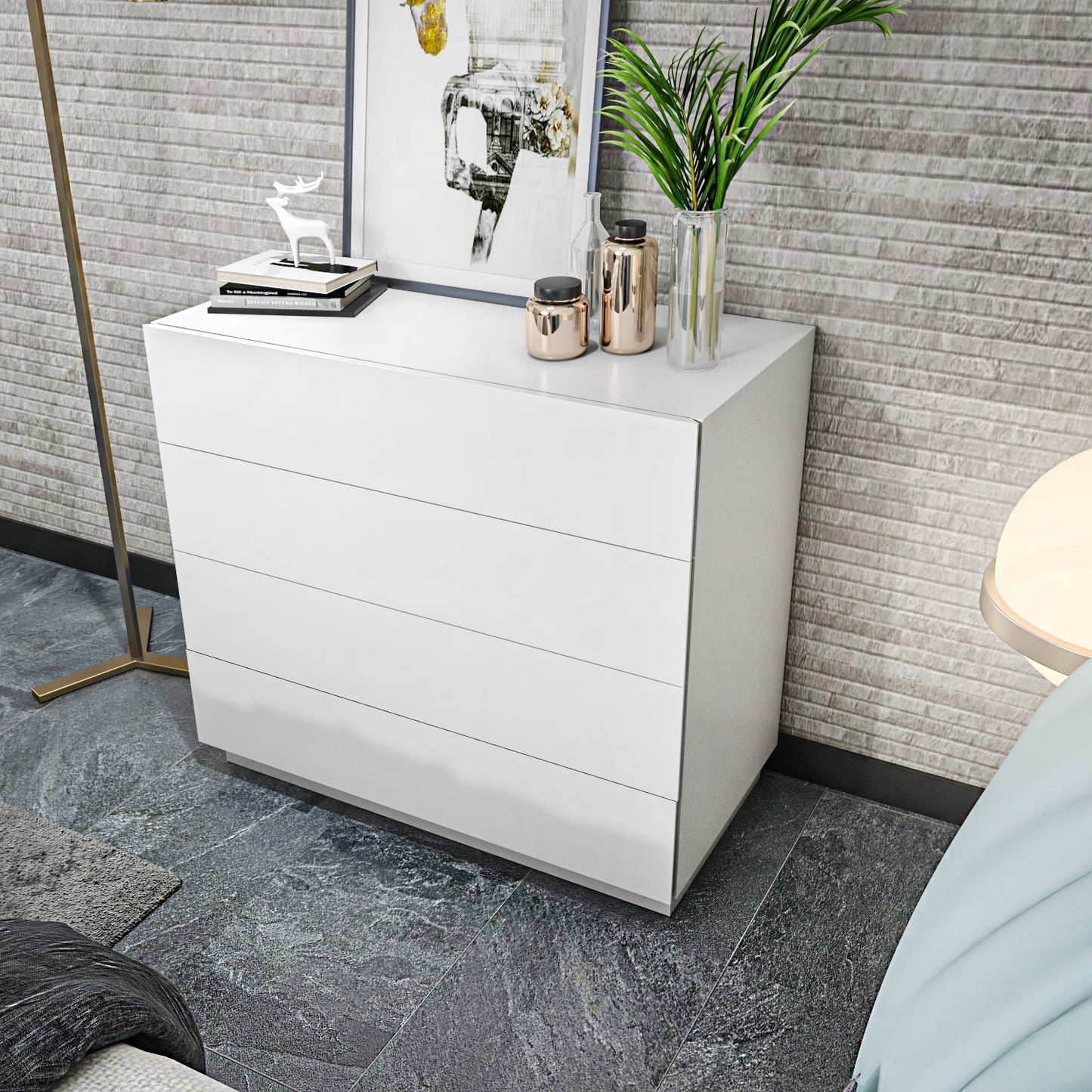 Dresser Lines - White-LNS35DR01 White 105 X 51 X 21 by DECOROTIKA | Souqify