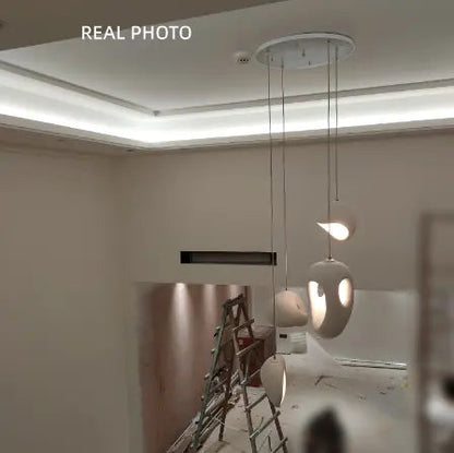 E27 Pendant Lights Staircase Suspend Lamp Decor Droplight Irregular Resin Nordic Villa Stair Wabi-sabi Style Pendant Metal by Zhongsan | Souqify