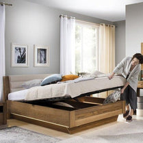 Stylish Lift Bed - VELVET | Solid Oak Wood