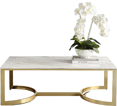 Elegant Marble-Top Coffee Table with Gold Accents by MANSIO | Souqify