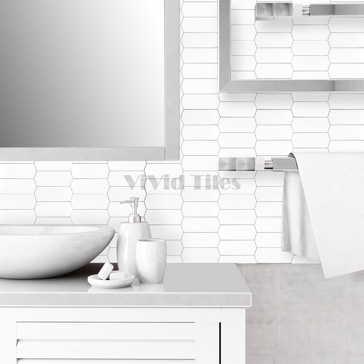 Elongated White PVC Composite Tile WJS-524 by Vivid Tiles | Souqify