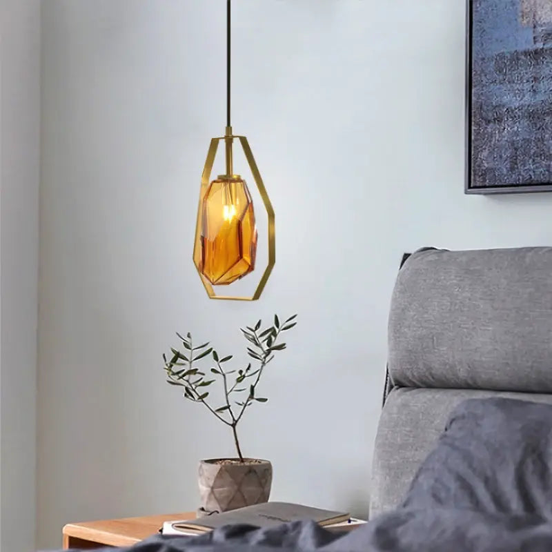 Europe Crystal Amber Glass Pendant Light by Zhongsan | Souqify