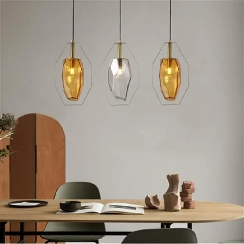 Europe Crystal Amber Glass Pendant Light by Zhongsan | Souqify