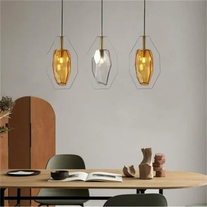 Europe Crystal Amber Glass Pendant Light by Zhongsan | Souqify