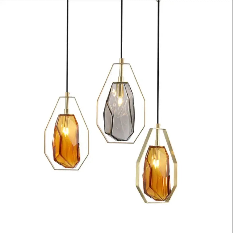 Europe Crystal Amber Glass Pendant Light by Zhongsan | Souqify