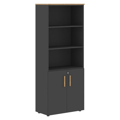 EXECUTIVE FULL HEIGHT CABINET, MADE IN E1 LAMINATE CHIPBOARD, WITH OPEN SHELVES AND LOWER WOODEN SWING DOORS by Treejar | Souqify