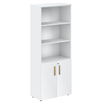 EXECUTIVE FULL HEIGHT CABINET, MADE IN E1 LAMINATE CHIPBOARD, WITH OPEN SHELVES AND LOWER WOODEN SWING DOORS by Treejar | Souqify