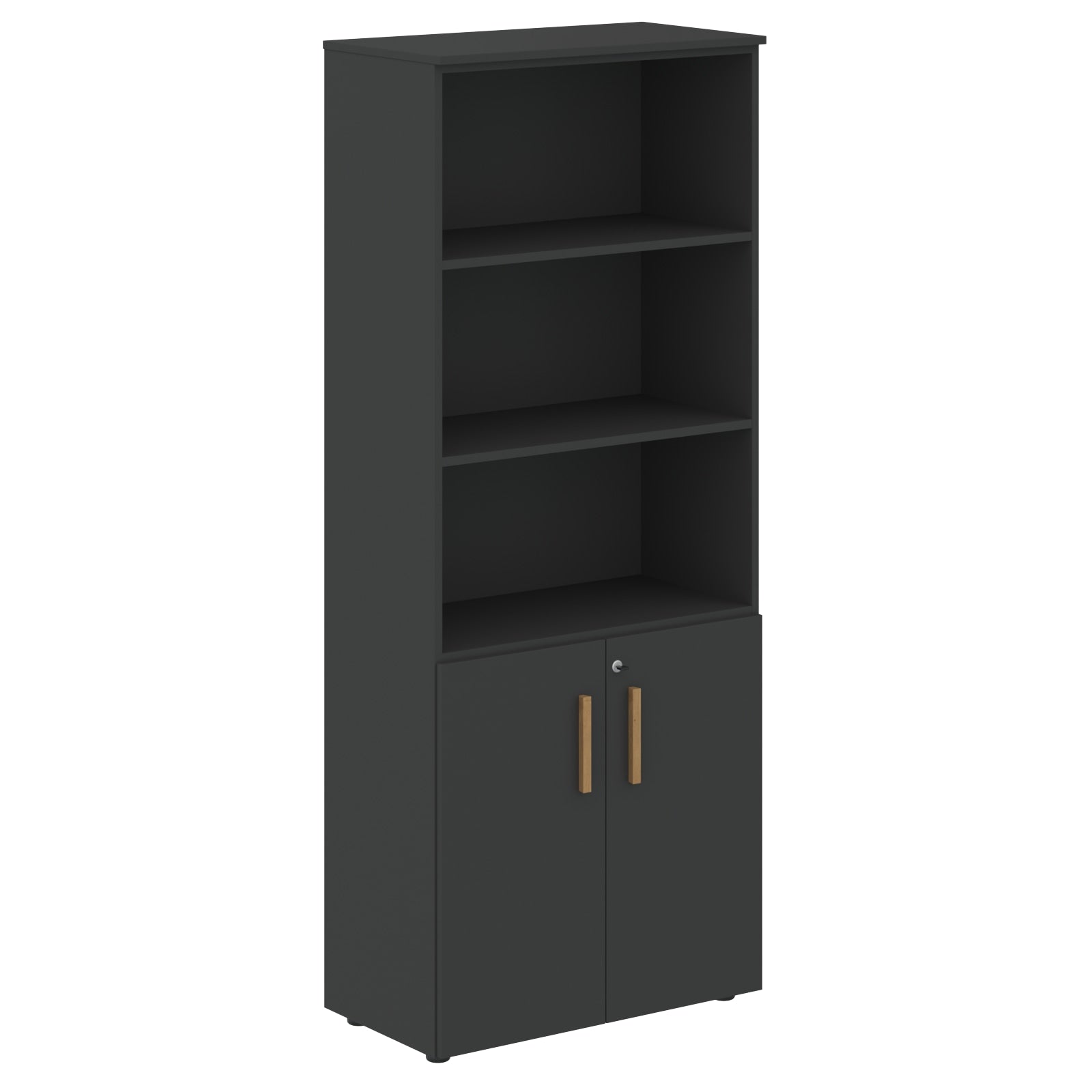 EXECUTIVE FULL HEIGHT CABINET, MADE IN E1 LAMINATE CHIPBOARD, WITH OPEN SHELVES AND LOWER WOODEN SWING DOORS by Treejar | Souqify