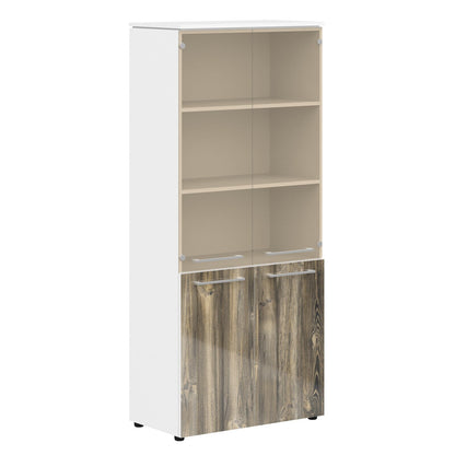 EXECUTIVE FULL HEIGHT CABINET, MADE IN E1 LAMINATE CHIPBOARD, WITH UPPER GLASS AND LOWER WOODEN SWING DOOR by Treejar | Souqify