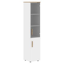 EXECUTIVE FULL HEIGHT CABINET, MADE IN E1 LAMINATE CHIPBOARD, WITH UPPER GLASS AND LOWER WOODEN SWING DOORS by Treejar | Souqify