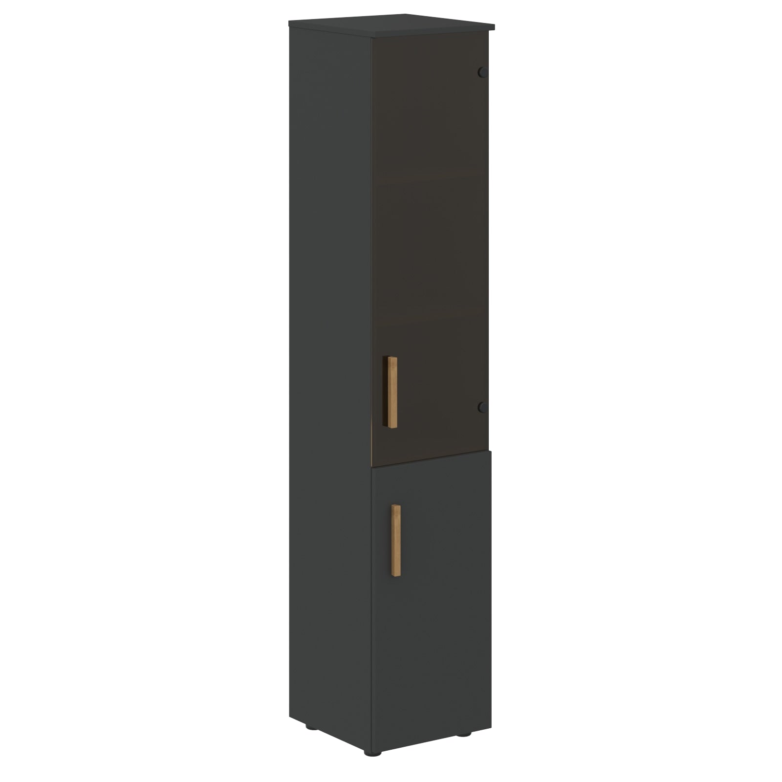 EXECUTIVE FULL HEIGHT CABINET, MADE IN E1 LAMINATE CHIPBOARD, WITH UPPER GLASS AND LOWER WOODEN SWING DOORS by Treejar | Souqify