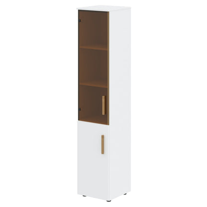 EXECUTIVE FULL HEIGHT CABINET, MADE IN E1 LAMINATE CHIPBOARD, WITH UPPER GLASS AND LOWER WOODEN SWING DOORS by Treejar | Souqify