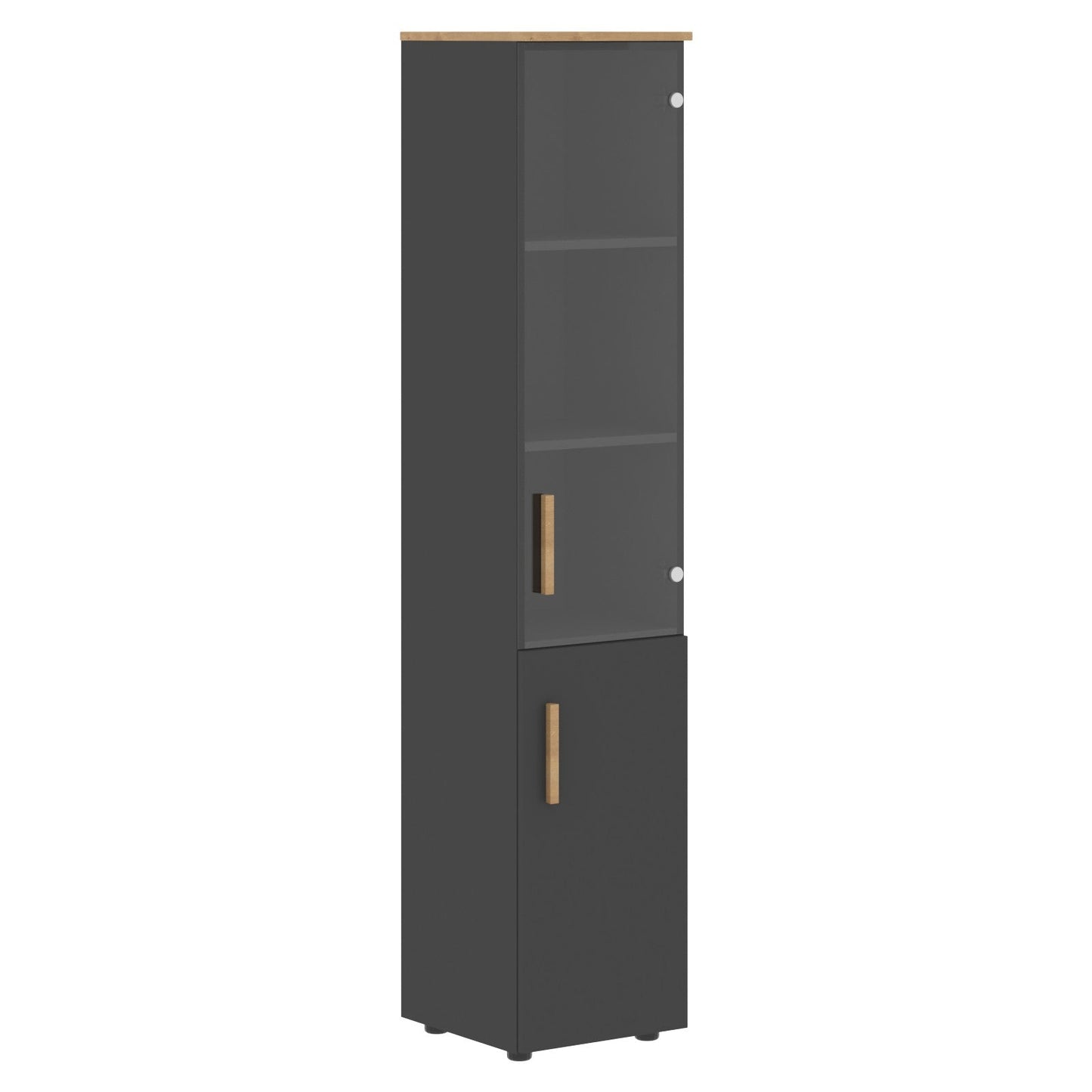 EXECUTIVE FULL HEIGHT CABINET, MADE IN E1 LAMINATE CHIPBOARD, WITH UPPER GLASS AND LOWER WOODEN SWING DOORS by Treejar | Souqify