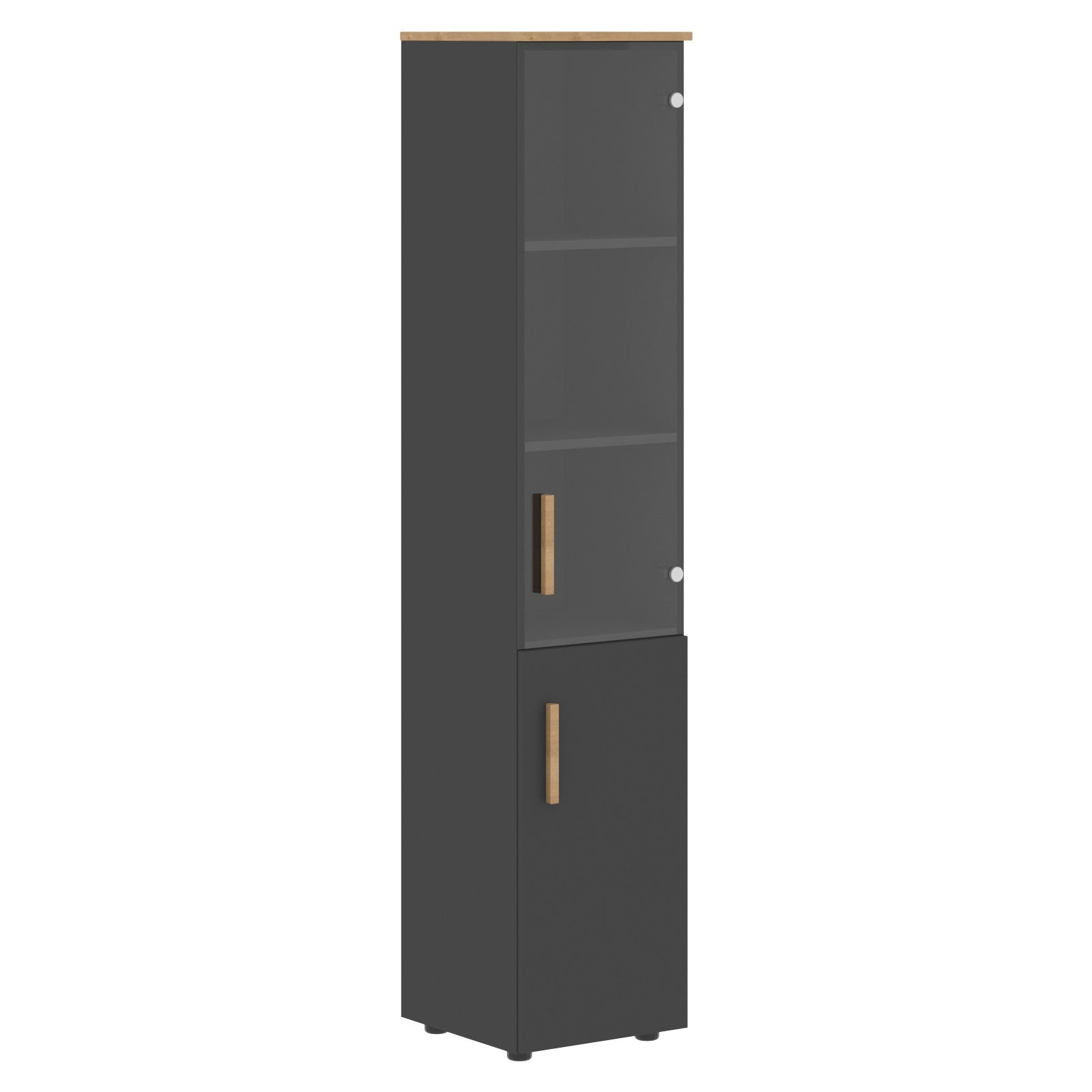 EXECUTIVE FULL HEIGHT CABINET, MADE IN E1 LAMINATE CHIPBOARD, WITH UPPER GLASS AND LOWER WOODEN SWING DOORS by Treejar | Souqify