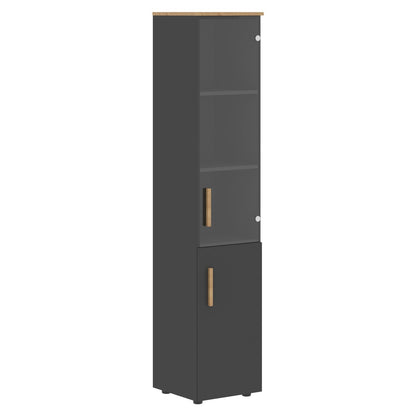 EXECUTIVE FULL HEIGHT CABINET, MADE IN E1 LAMINATE CHIPBOARD, WITH UPPER GLASS AND LOWER WOODEN SWING DOORS by Treejar | Souqify