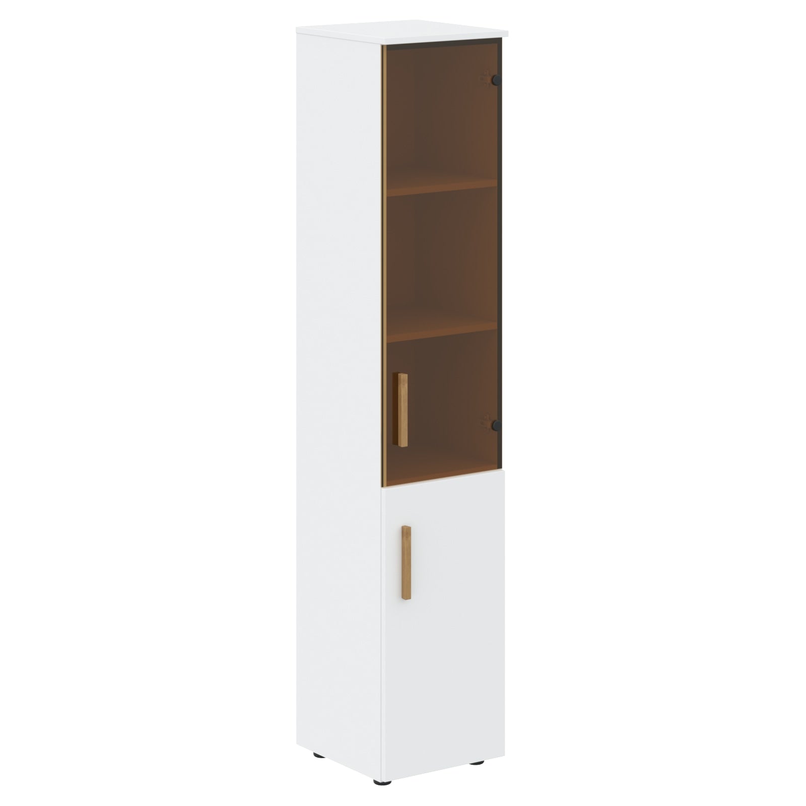 EXECUTIVE FULL HEIGHT CABINET, MADE IN E1 LAMINATE CHIPBOARD, WITH UPPER GLASS AND LOWER WOODEN SWING DOORS by Treejar | Souqify
