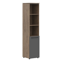 EXECUTIVE FULL HEIGHT CABINET, MADE IN E1 LAMINATE CHIPBOARD, WITH UPPER OPEN SHELVES AND LOWER WOODEN SWING DOOR 429x423x1956 Anthracite/Karia Palmyra by Treejar | Souqify