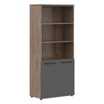 EXECUTIVE FULL HEIGHT CABINET, MADE IN E1 LAMINATE CHIPBOARD, WITH UPPER OPEN SHELVES AND LOWER WOODEN SWING DOOR 429x423x1956 Anthracite/Karia Palmyra by Treejar | Souqify