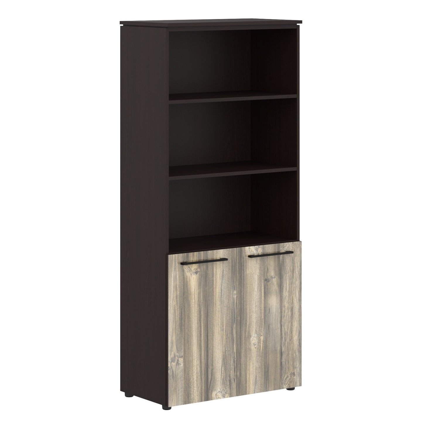 EXECUTIVE FULL HEIGHT CABINET, MADE IN E1 LAMINATE CHIPBOARD, WITH UPPER OPEN SHELVES AND LOWER WOODEN SWING DOOR by Treejar | Souqify