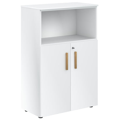 EXECUTIVE MEDIUM HEIGHT CABINET, MADE IN E1 LAMINATE CHIPBOARD, WITH OPEN SHELF AND WOODEN SWING DOOR by Treejar | Souqify