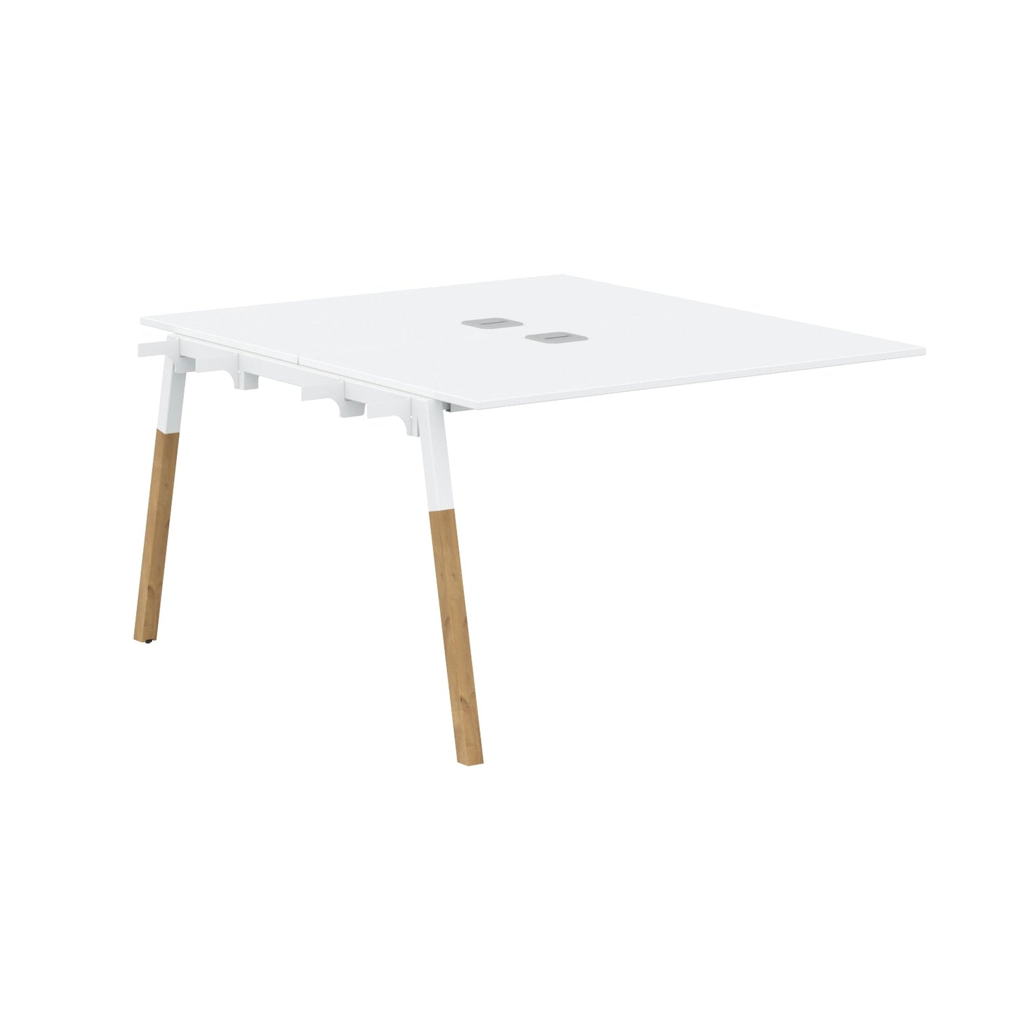 EXECUTIVE MODERN DESIGN CLUSTER OF 02 WORKSTATION EXTENSION, MADE IN E1 LAMINATE CHIPBOPARD, WITH ONE SIDE SLANTED SHAPE METAL/WOODEN LEGS by Treejar | Souqify
