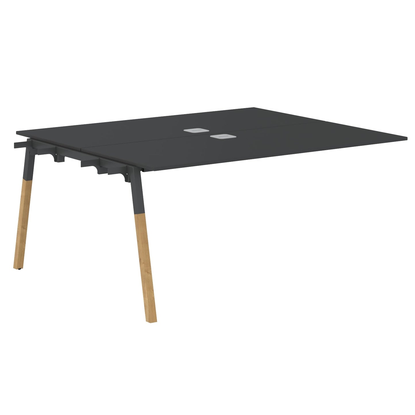 EXECUTIVE MODERN DESIGN CLUSTER OF 02 WORKSTATION EXTENSION, MADE IN E1 LAMINATE CHIPBOPARD, WITH ONE SIDE SLANTED SHAPE METAL/WOODEN LEGS by Treejar | Souqify