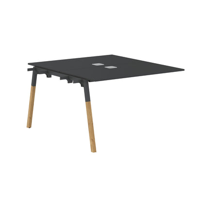 EXECUTIVE MODERN DESIGN CLUSTER OF 02 WORKSTATION EXTENSION, MADE IN E1 LAMINATE CHIPBOPARD, WITH ONE SIDE SLANTED SHAPE METAL/WOODEN LEGS by Treejar | Souqify