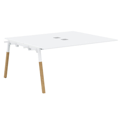 EXECUTIVE MODERN DESIGN CLUSTER OF 02 WORKSTATION EXTENSION, MADE IN E1 LAMINATE CHIPBOPARD, WITH ONE SIDE SLANTED SHAPE METAL/WOODEN LEGS by Treejar | Souqify