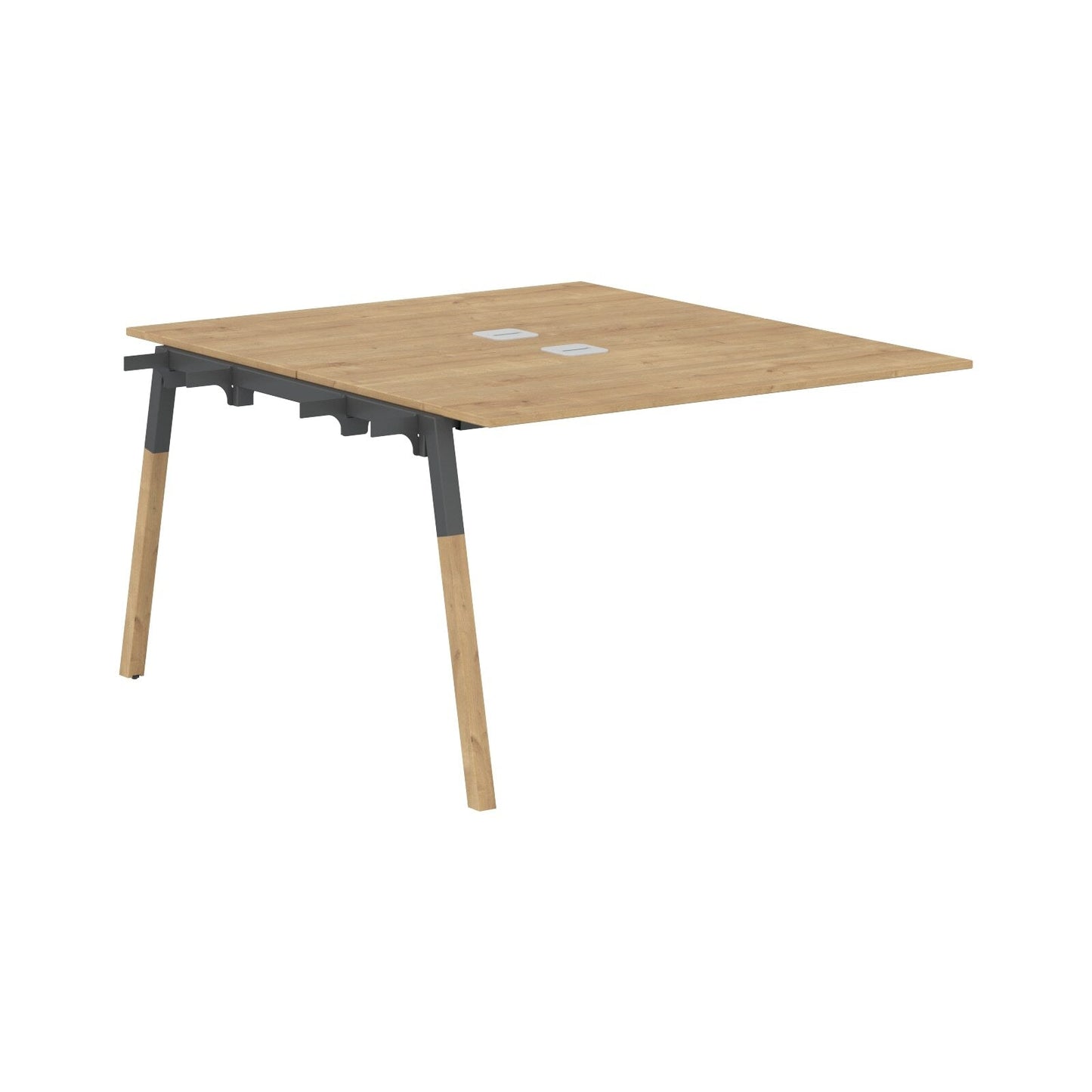 EXECUTIVE MODERN DESIGN CLUSTER OF 02 WORKSTATION EXTENSION, MADE IN E1 LAMINATE CHIPBOPARD, WITH ONE SIDE SLANTED SHAPE METAL/WOODEN LEGS by Treejar | Souqify