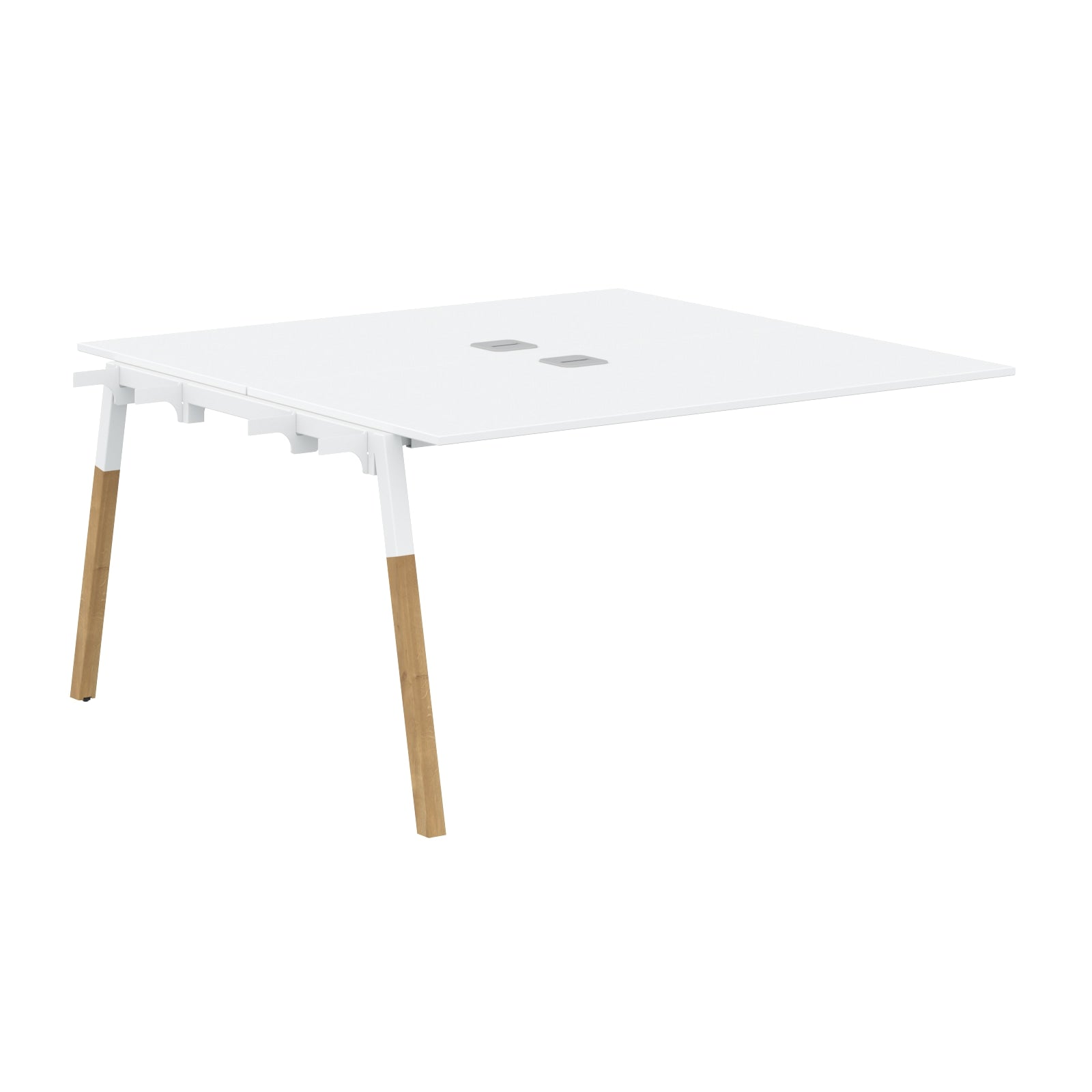 EXECUTIVE MODERN DESIGN CLUSTER OF 02 WORKSTATION EXTENSION, MADE IN E1 LAMINATE CHIPBOPARD, WITH ONE SIDE SLANTED SHAPE METAL/WOODEN LEGS by Treejar | Souqify