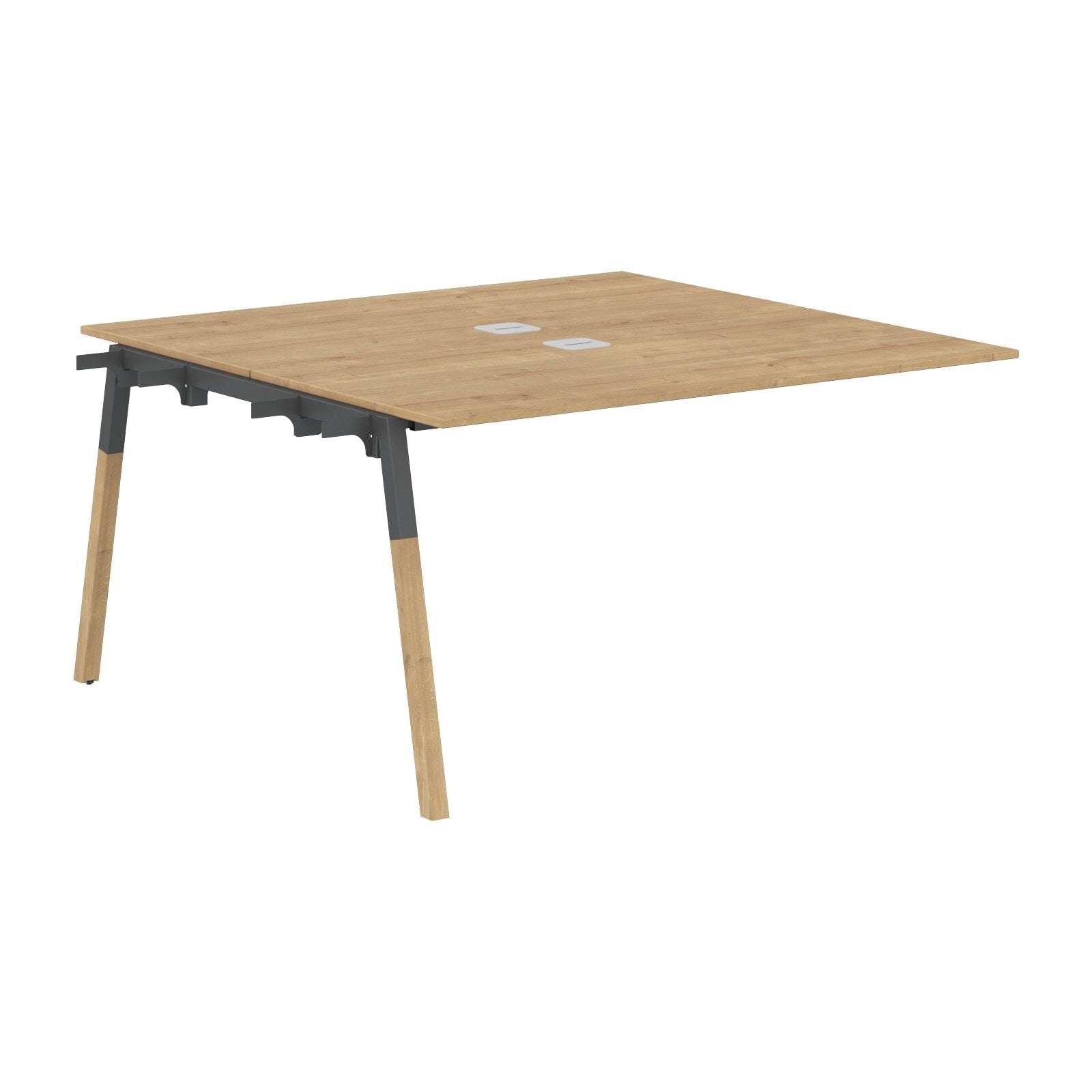 EXECUTIVE MODERN DESIGN CLUSTER OF 02 WORKSTATION EXTENSION, MADE IN E1 LAMINATE CHIPBOPARD, WITH ONE SIDE SLANTED SHAPE METAL/WOODEN LEGS by Treejar | Souqify