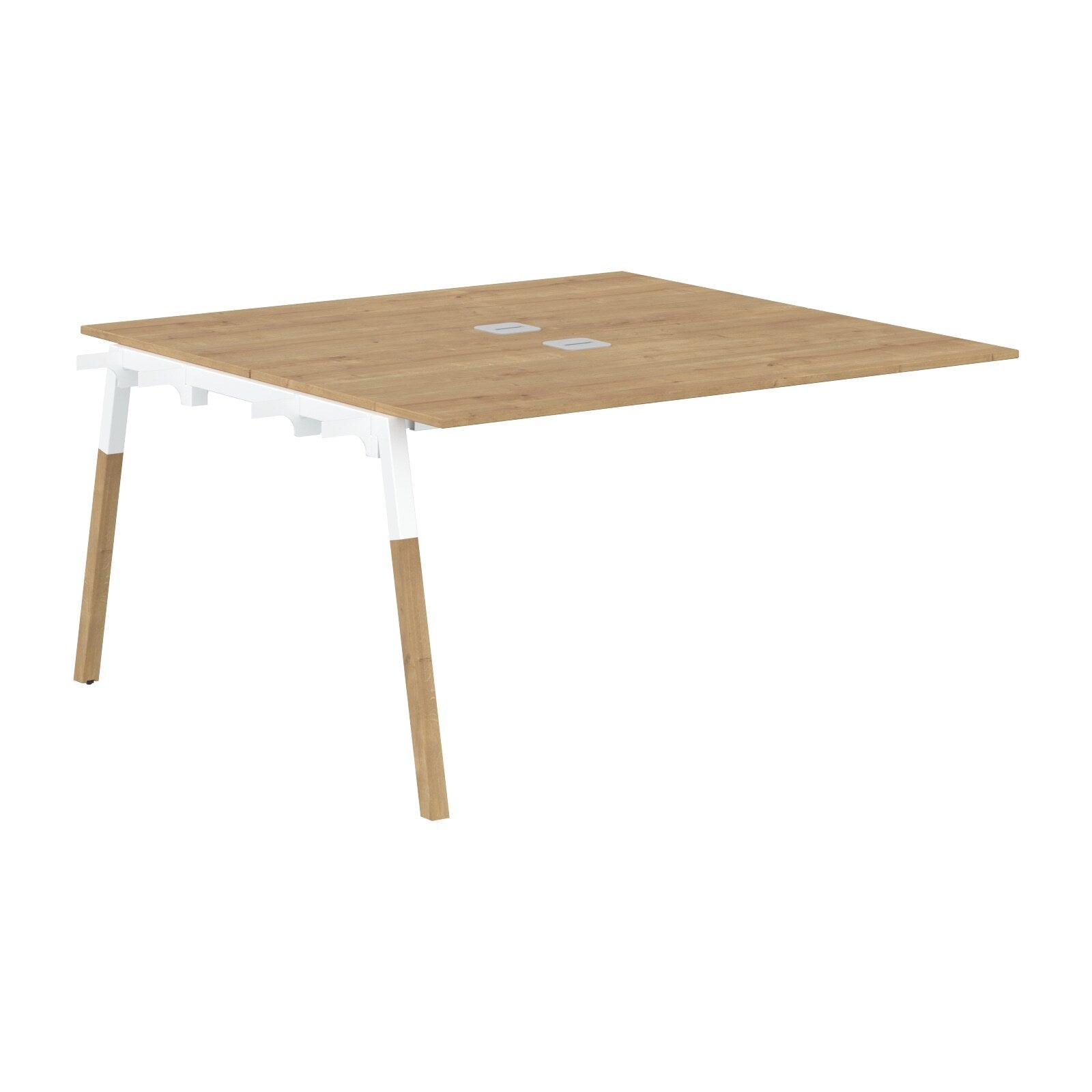 EXECUTIVE MODERN DESIGN CLUSTER OF 02 WORKSTATION EXTENSION, MADE IN E1 LAMINATE CHIPBOPARD, WITH ONE SIDE SLANTED SHAPE METAL/WOODEN LEGS by Treejar | Souqify