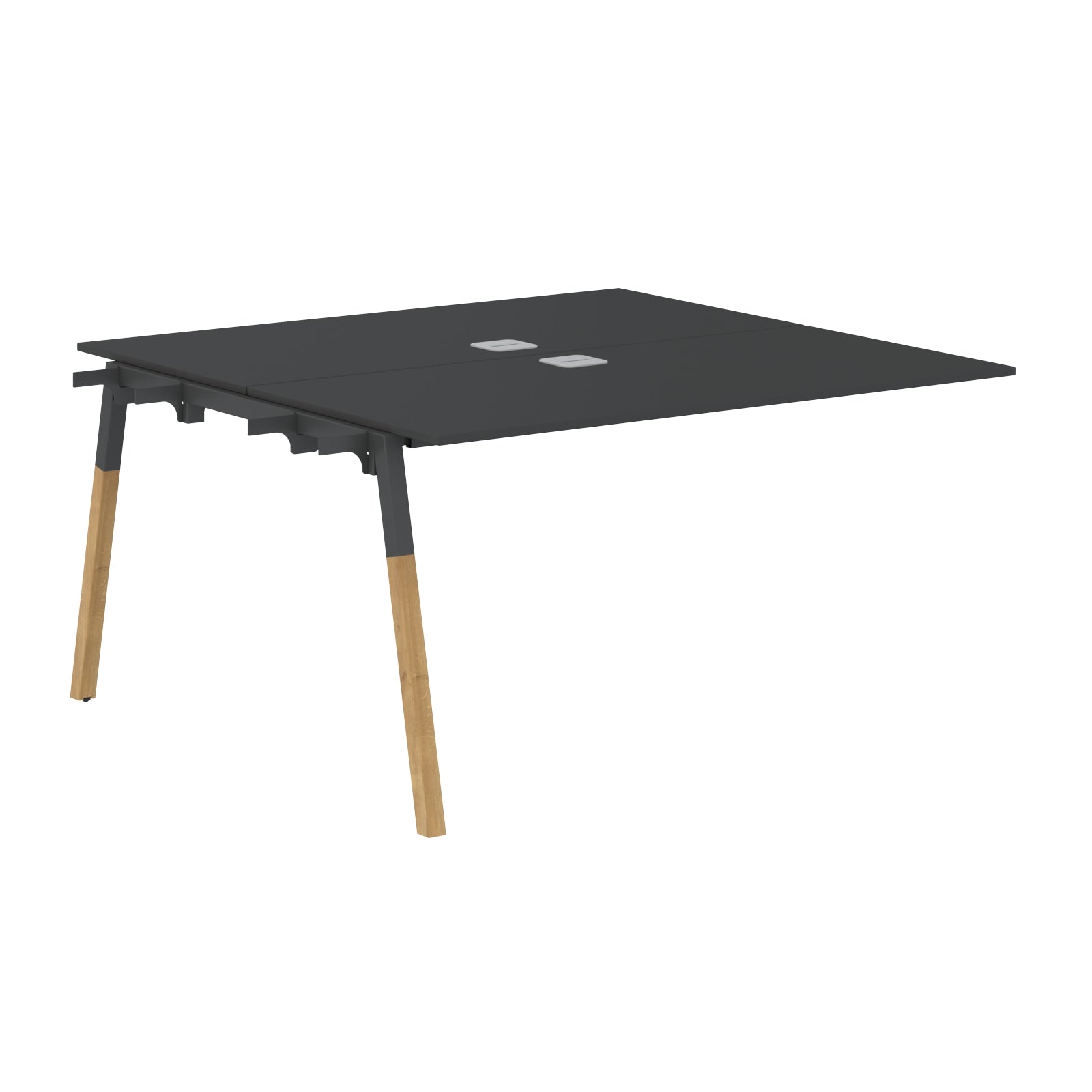 EXECUTIVE MODERN DESIGN CLUSTER OF 02 WORKSTATION EXTENSION, MADE IN E1 LAMINATE CHIPBOPARD, WITH ONE SIDE SLANTED SHAPE METAL/WOODEN LEGS by Treejar | Souqify