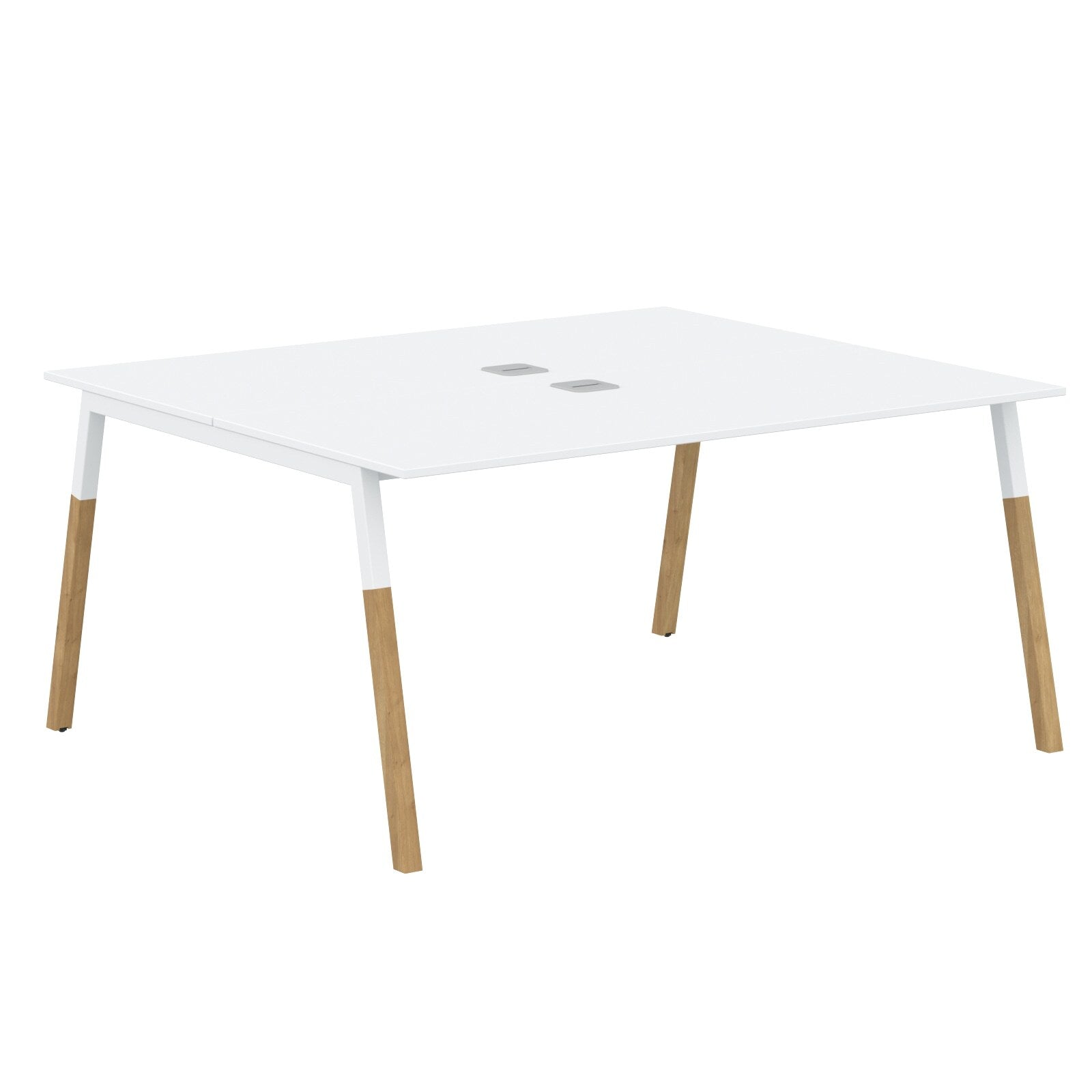 EXECUTIVE MODERN DESIGN CLUSTER OF 02 WORKSTATION, MADE IN E1 LAMINATE CHIPBOPARD, WITH SLANTED SHAPE METAL/WOODEN LEGS by Treejar | Souqify