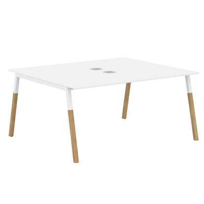 EXECUTIVE MODERN DESIGN CLUSTER OF 02 WORKSTATION, MADE IN E1 LAMINATE CHIPBOPARD, WITH SLANTED SHAPE METAL/WOODEN LEGS by Treejar | Souqify