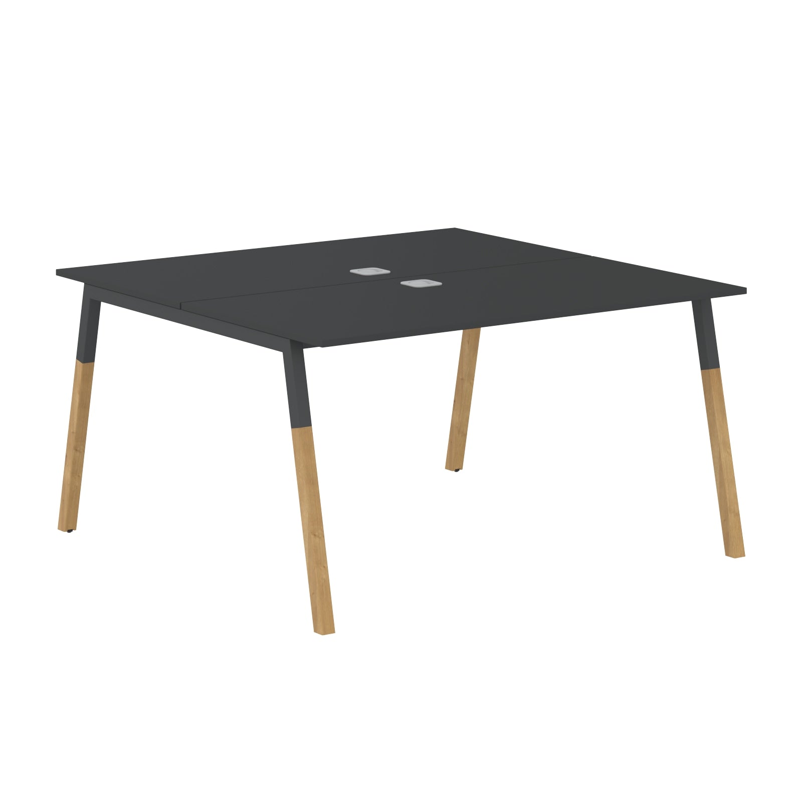 EXECUTIVE MODERN DESIGN CLUSTER OF 02 WORKSTATION, MADE IN E1 LAMINATE CHIPBOPARD, WITH SLANTED SHAPE METAL/WOODEN LEGS by Treejar | Souqify