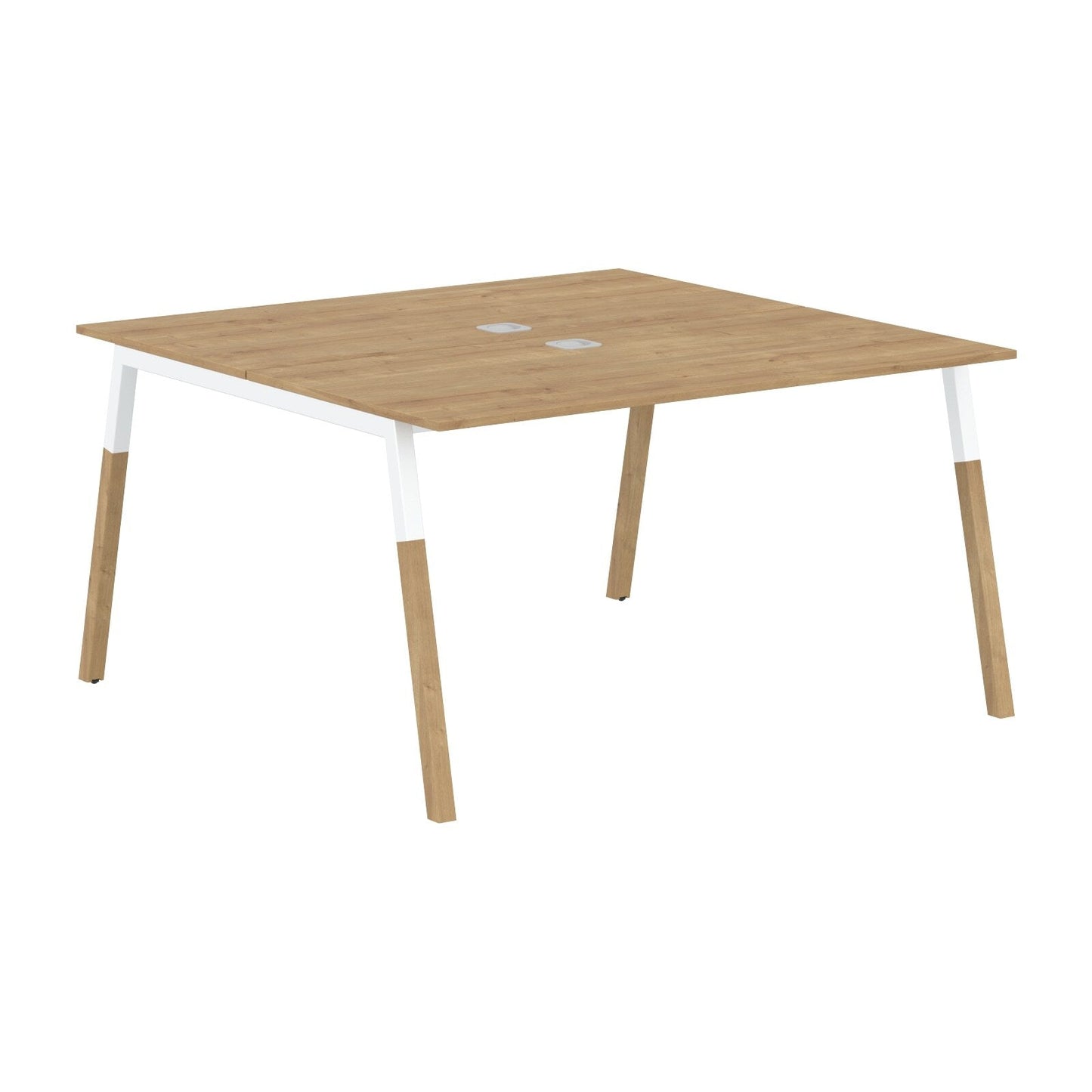 EXECUTIVE MODERN DESIGN CLUSTER OF 02 WORKSTATION, MADE IN E1 LAMINATE CHIPBOPARD, WITH SLANTED SHAPE METAL/WOODEN LEGS by Treejar | Souqify