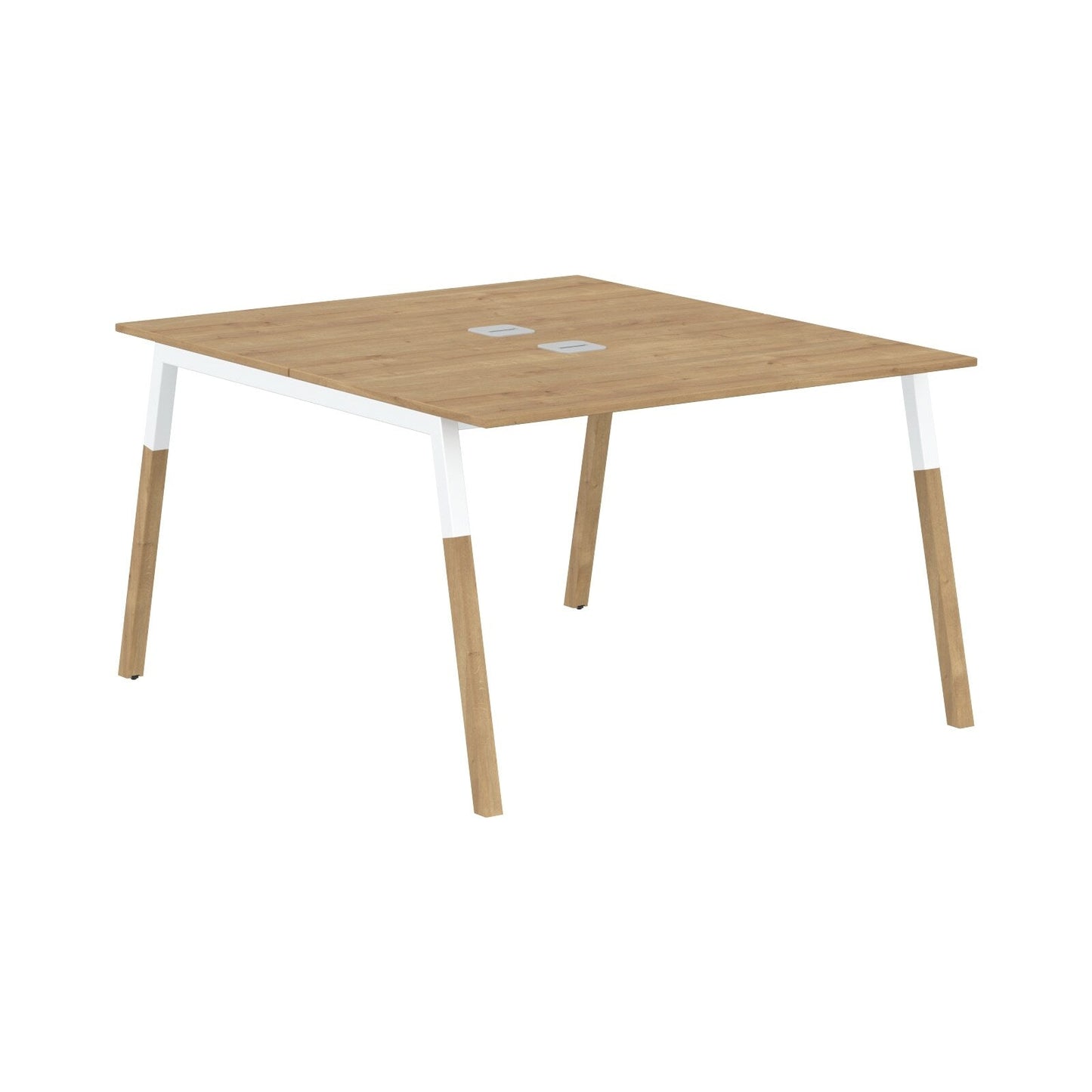EXECUTIVE MODERN DESIGN CLUSTER OF 02 WORKSTATION, MADE IN E1 LAMINATE CHIPBOPARD, WITH SLANTED SHAPE METAL/WOODEN LEGS by Treejar | Souqify