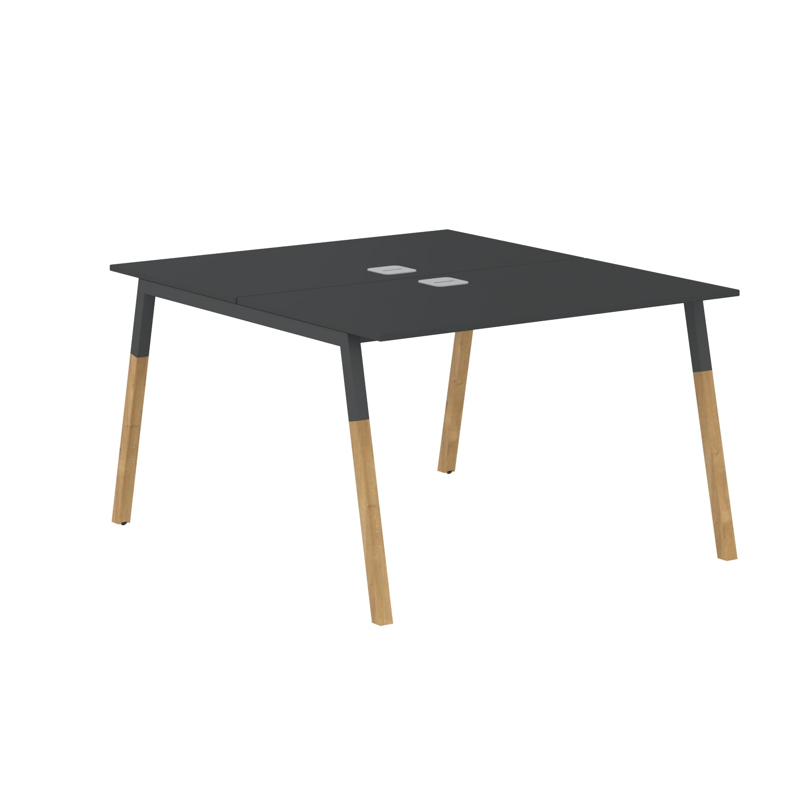EXECUTIVE MODERN DESIGN CLUSTER OF 02 WORKSTATION, MADE IN E1 LAMINATE CHIPBOPARD, WITH SLANTED SHAPE METAL/WOODEN LEGS by Treejar | Souqify