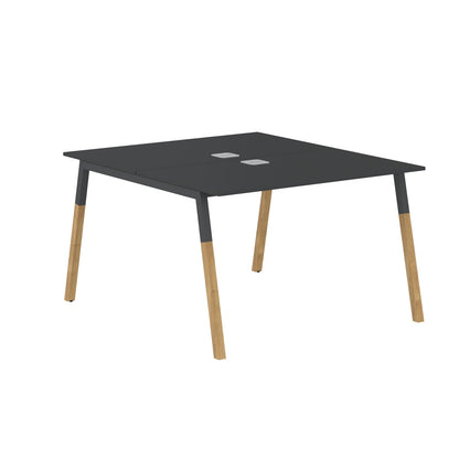 EXECUTIVE MODERN DESIGN CLUSTER OF 02 WORKSTATION, MADE IN E1 LAMINATE CHIPBOPARD, WITH SLANTED SHAPE METAL/WOODEN LEGS by Treejar | Souqify
