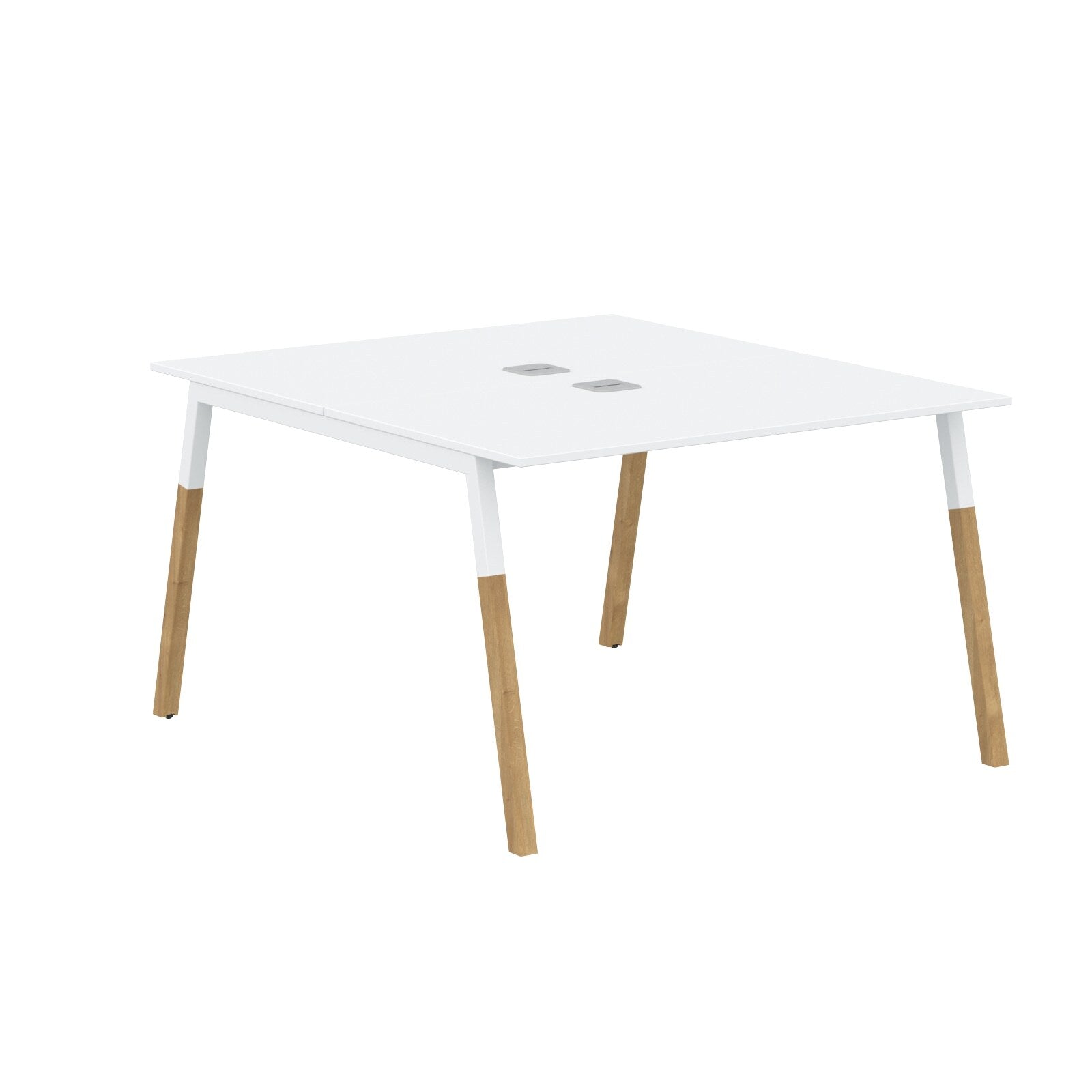 EXECUTIVE MODERN DESIGN CLUSTER OF 02 WORKSTATION, MADE IN E1 LAMINATE CHIPBOPARD, WITH SLANTED SHAPE METAL/WOODEN LEGS by Treejar | Souqify