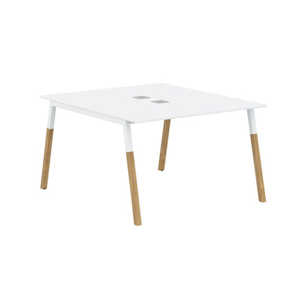 EXECUTIVE MODERN DESIGN CLUSTER OF 02 WORKSTATION, MADE IN E1 LAMINATE CHIPBOPARD, WITH SLANTED SHAPE METAL/WOODEN LEGS by Treejar | Souqify